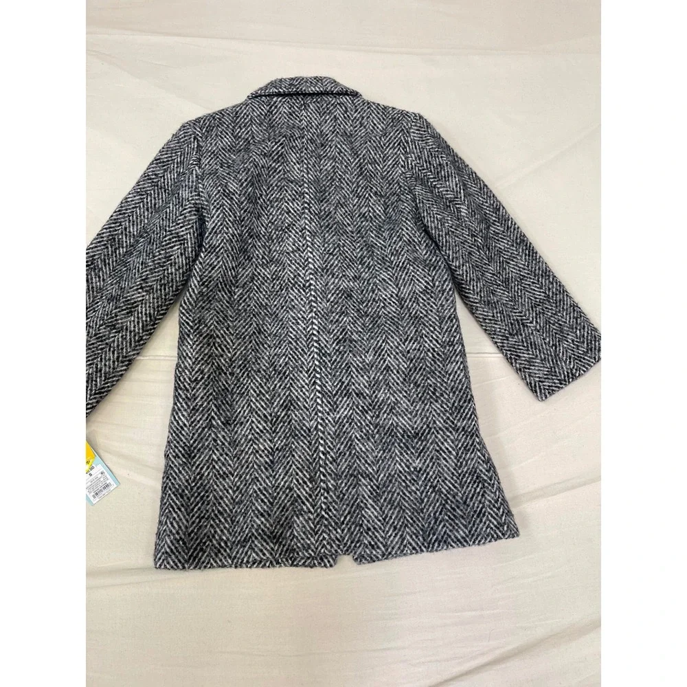 Cat & Jack Kids Herringbone Pea Coat Black White Grey Dress Jacket Size S 6-6X